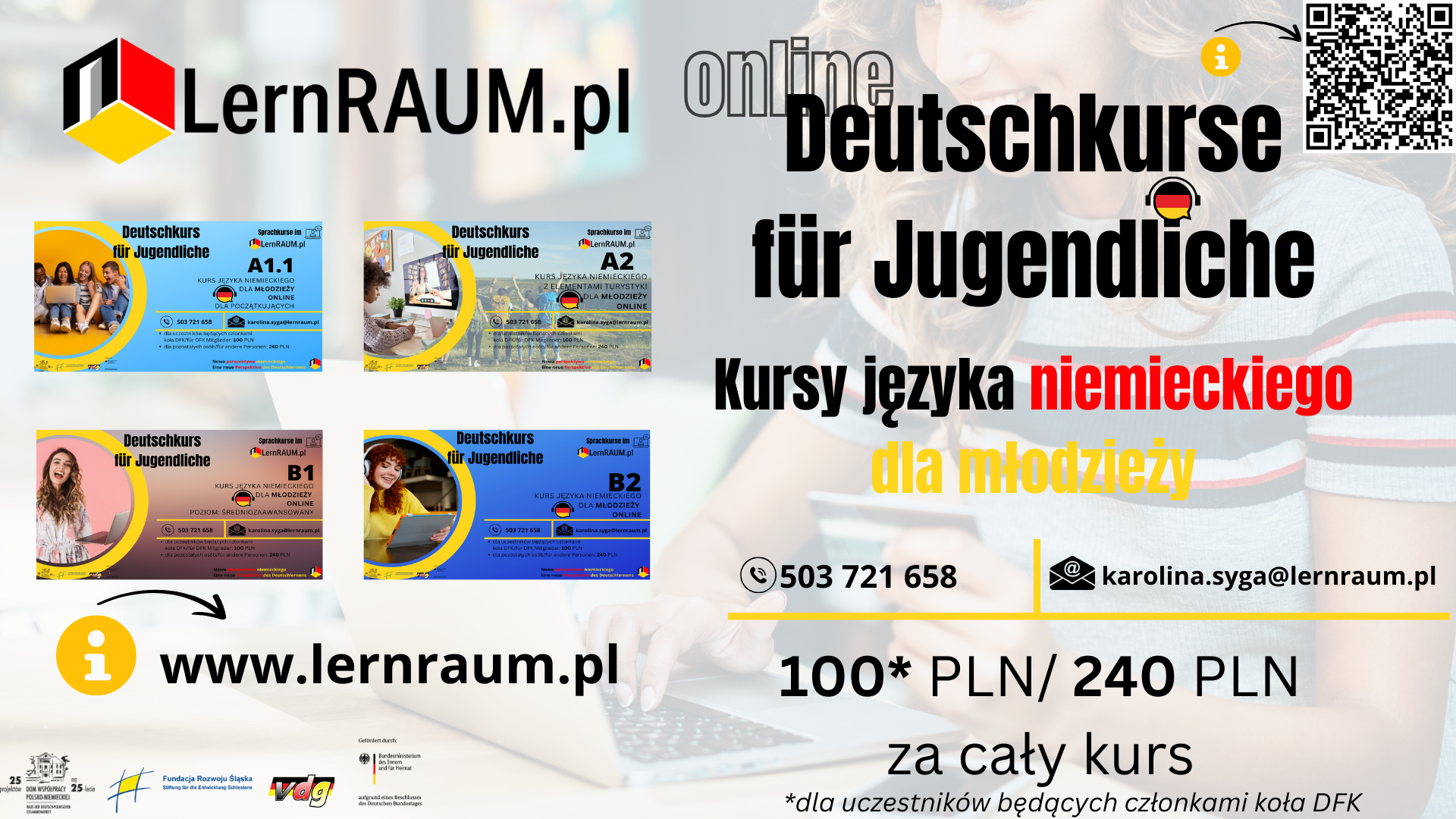 Online Deutschkurse für Jugendliche im Rahmen des Projekts LernRAUM.pl