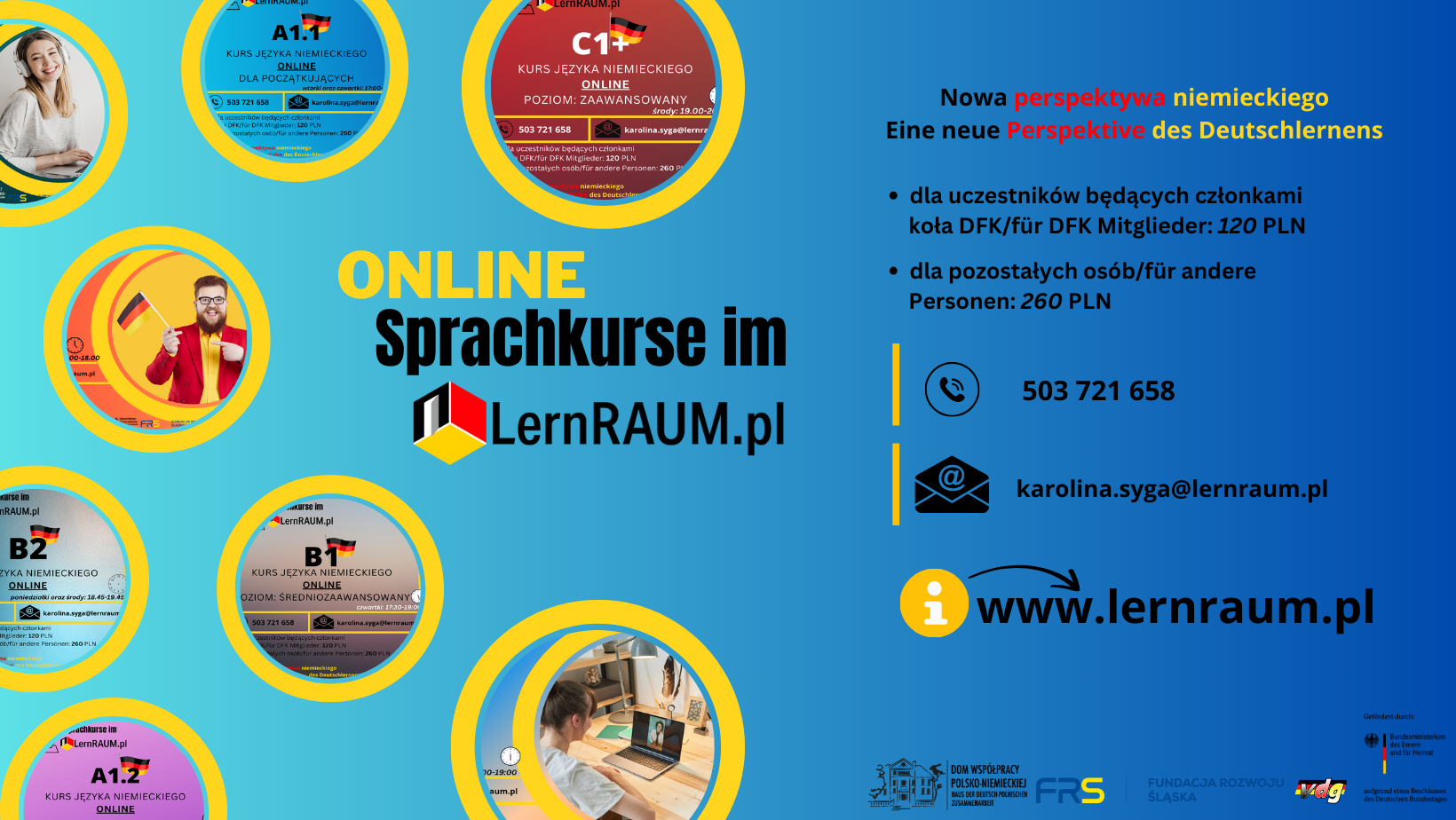 Online-Deutschkurse im Rahmen des Projekts LernRAUM.pl