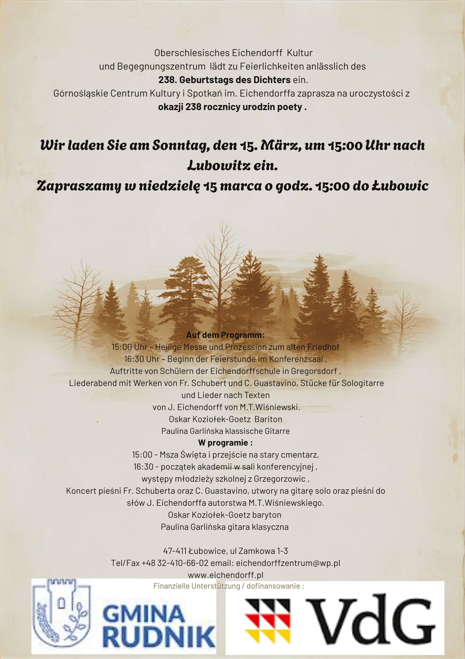 238 rocznica urodzin Josepha von Eichendorff