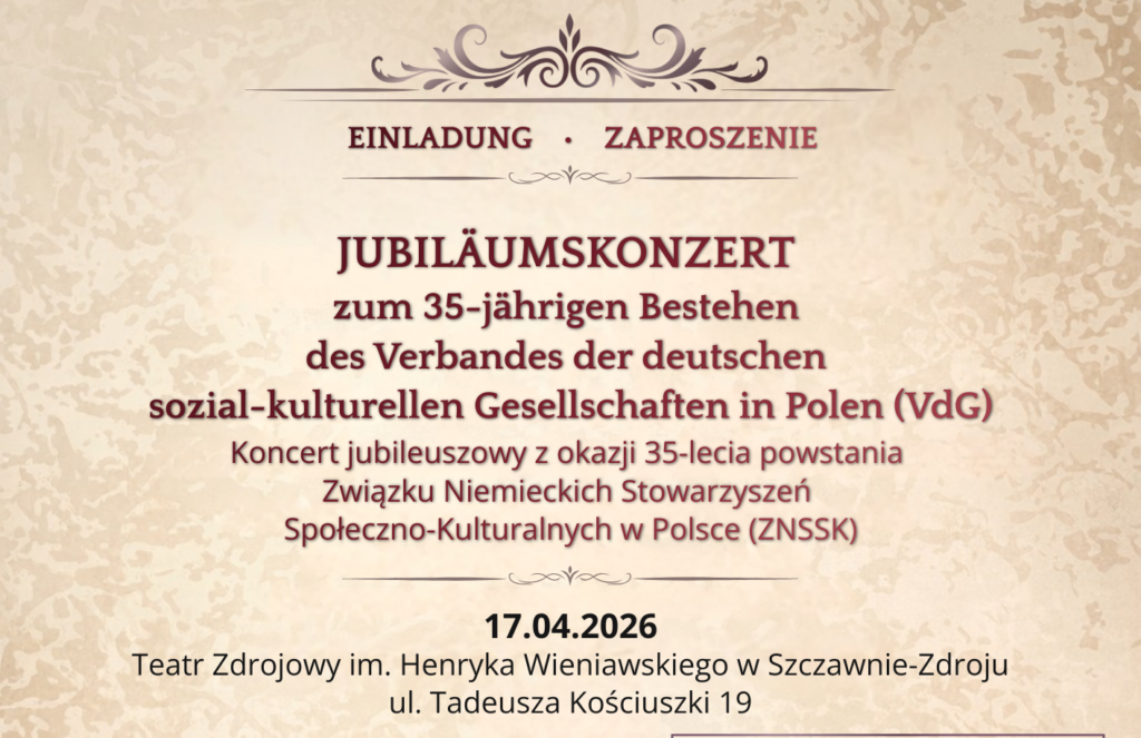 Koncert jubileuszowy z okazji 35-lecia powstania Związku Niemieckich Stowarzyszeń Społeczno-Kulturalnych w Polsce (ZNSSK)