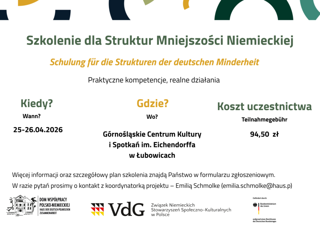 Rusza cykl szkoleń dla Struktur Mniejszości Niemieckiej – pierwsze spotkanie już niebawem!