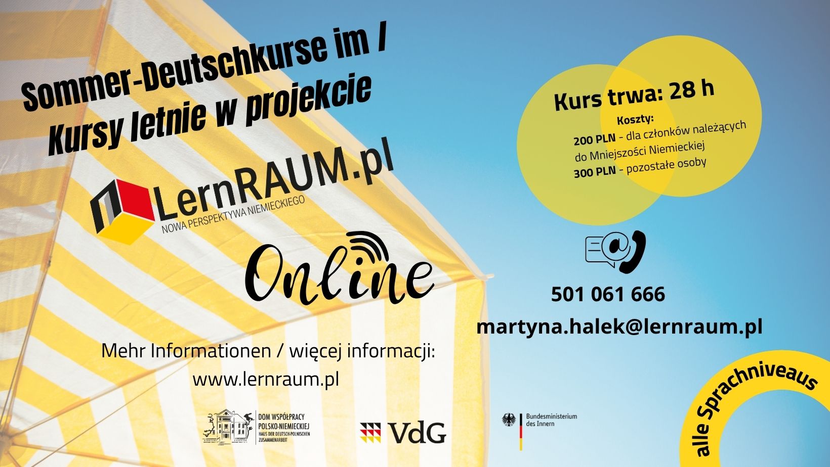Projekt LernRAUM.pl zaprasza do udziału w wakacyjnej edycji kursów językowych
