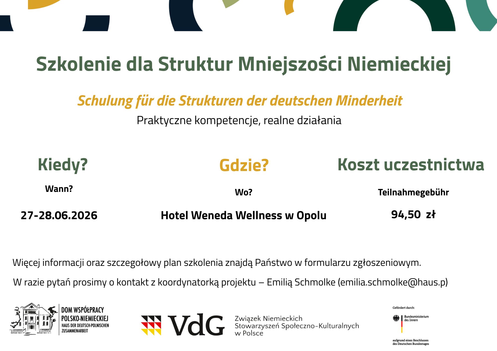 Rozpoczęcie zapisów na kolejne Szkolenie dla Struktur Mniejszości Niemieckiej